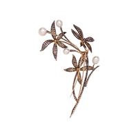 EVELYN CLOTHIER, DIAMOND AND CULTURED PEARL FLOWER BROOCH