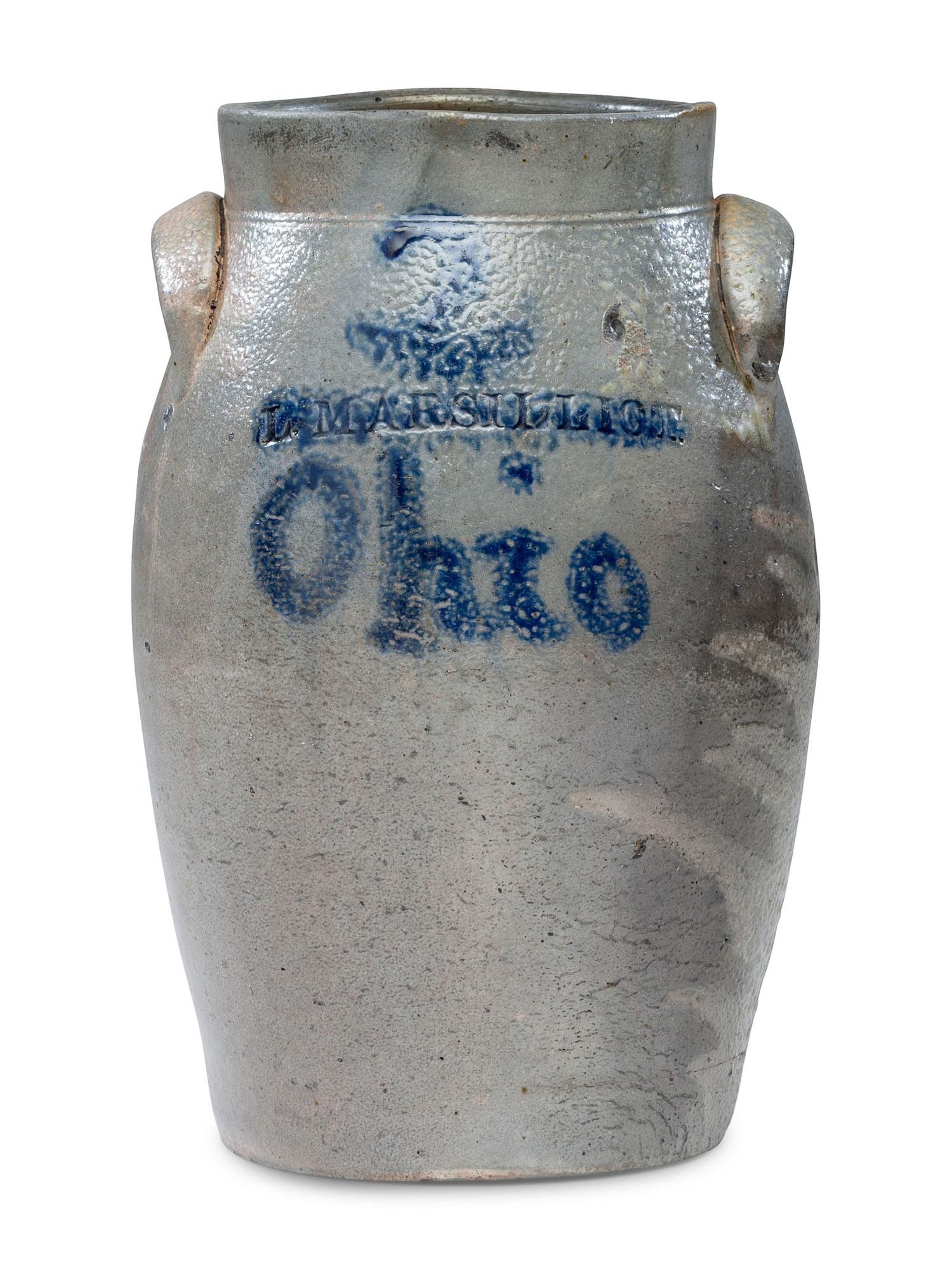 An L. Marsilliot Two-Gallon Block 'Ohio' Stoneware Crock