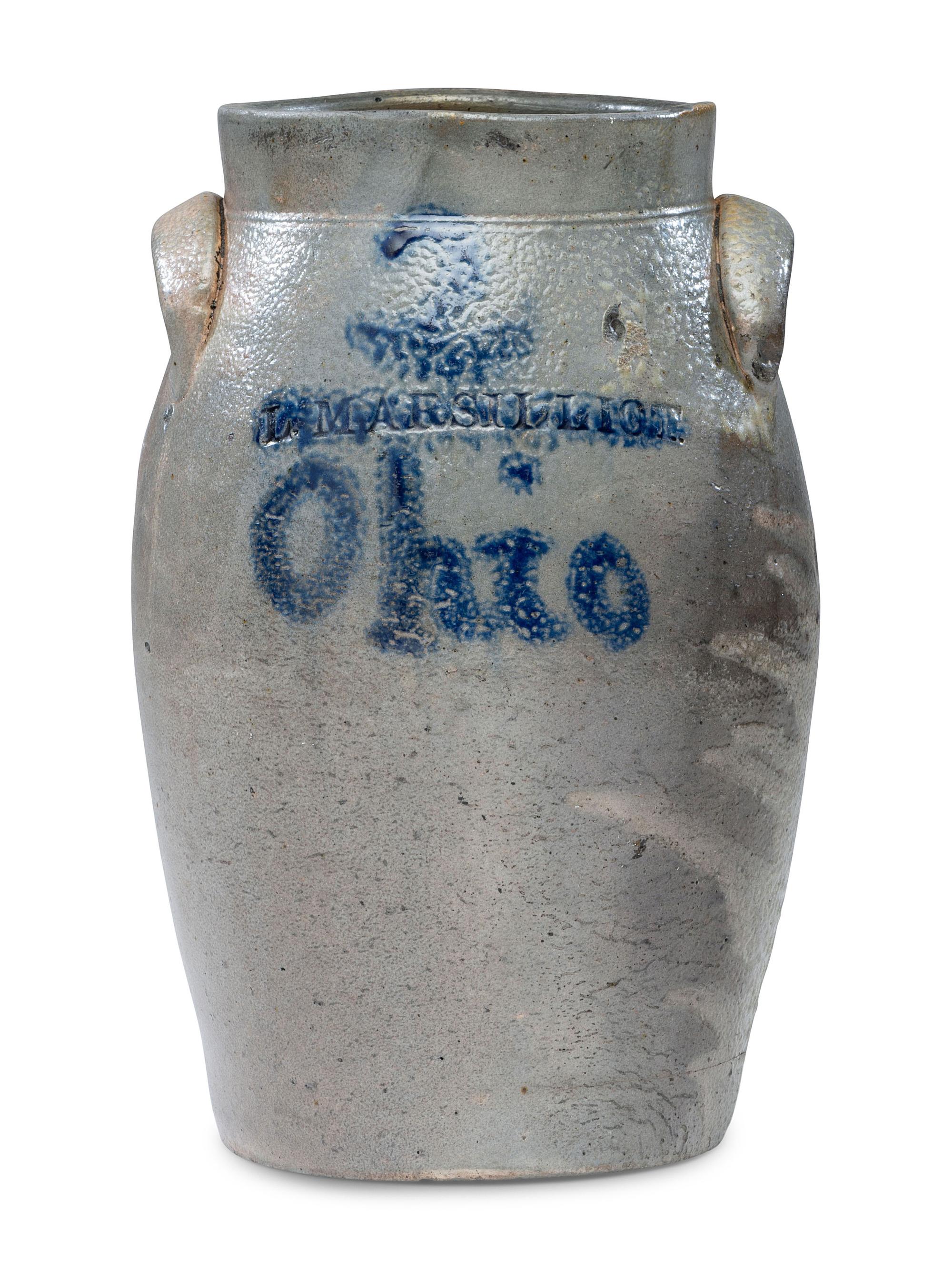 An L. Marsilliot Two-Gallon Block 'Ohio' Stoneware Crock