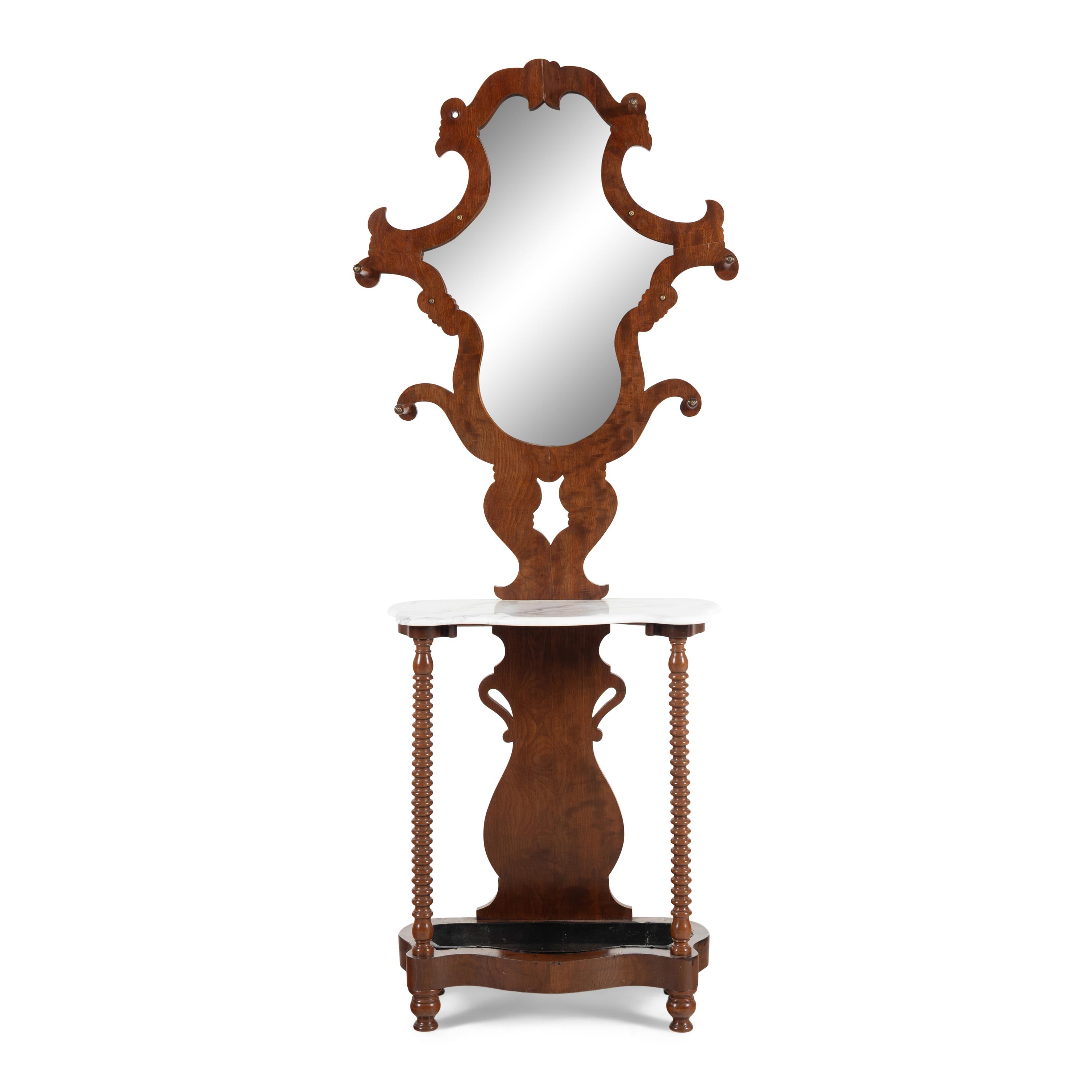 An American Mahogany and Marble Hall Tree