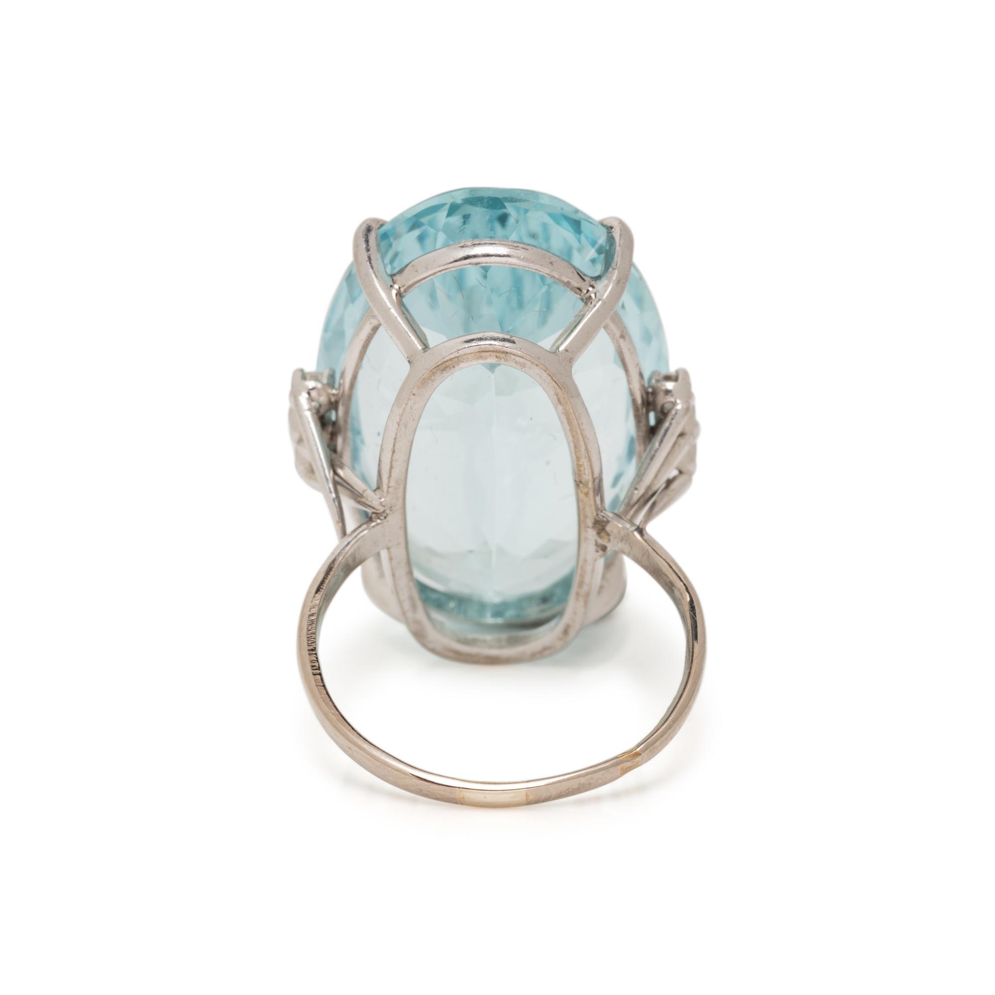 AQUAMARINE AND DIAMOND RING