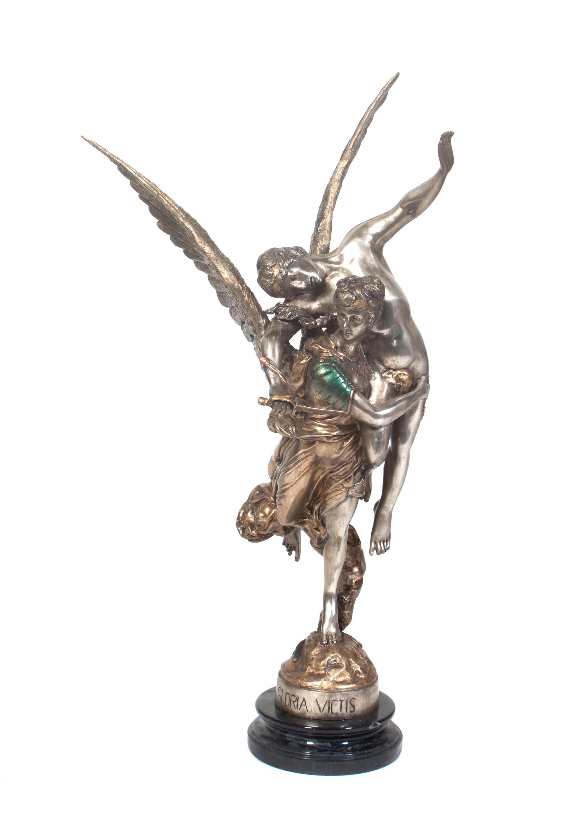 A Silvered Bronze Figure After Antonin Mercie (French, 1845-1916) Height overall 38 1/2 inches. — SECOND HALF 20TH CENTURY