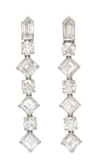 A Pair of Platinum and Diamond Earrings, 5.30 dwts.