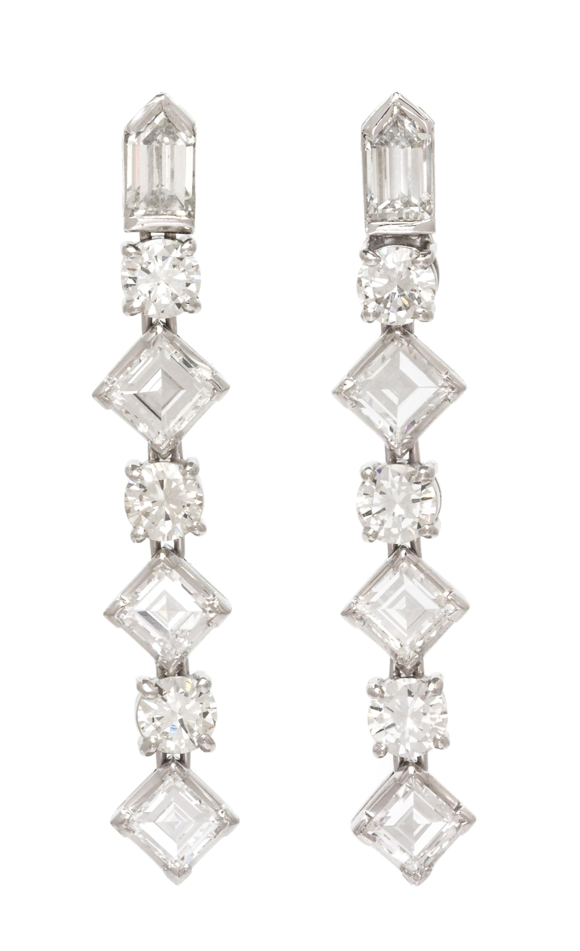 A Pair of Platinum and Diamond Earrings, 5.30 dwts.