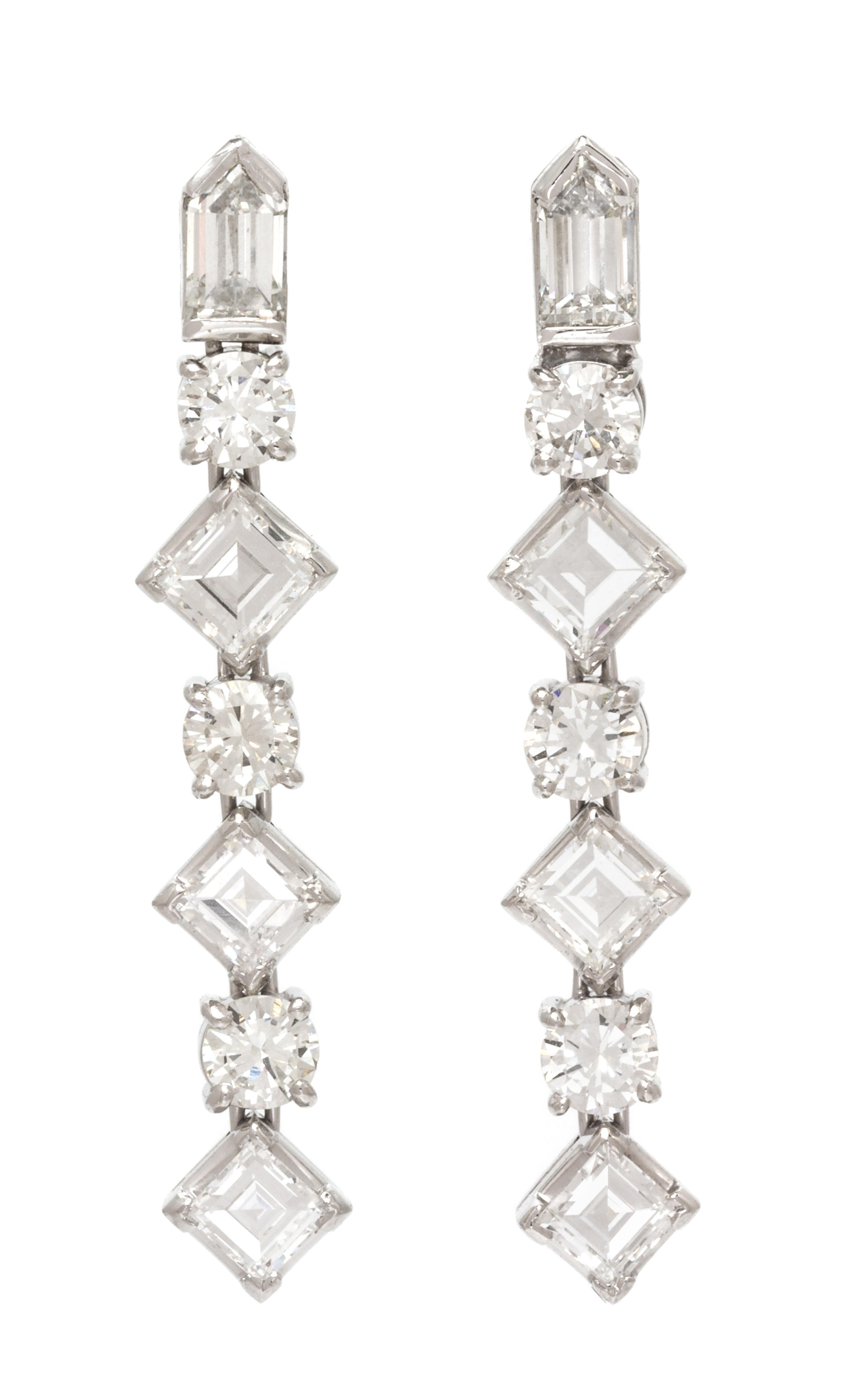 A Pair of Platinum and Diamond Earrings, 5.30 dwts.