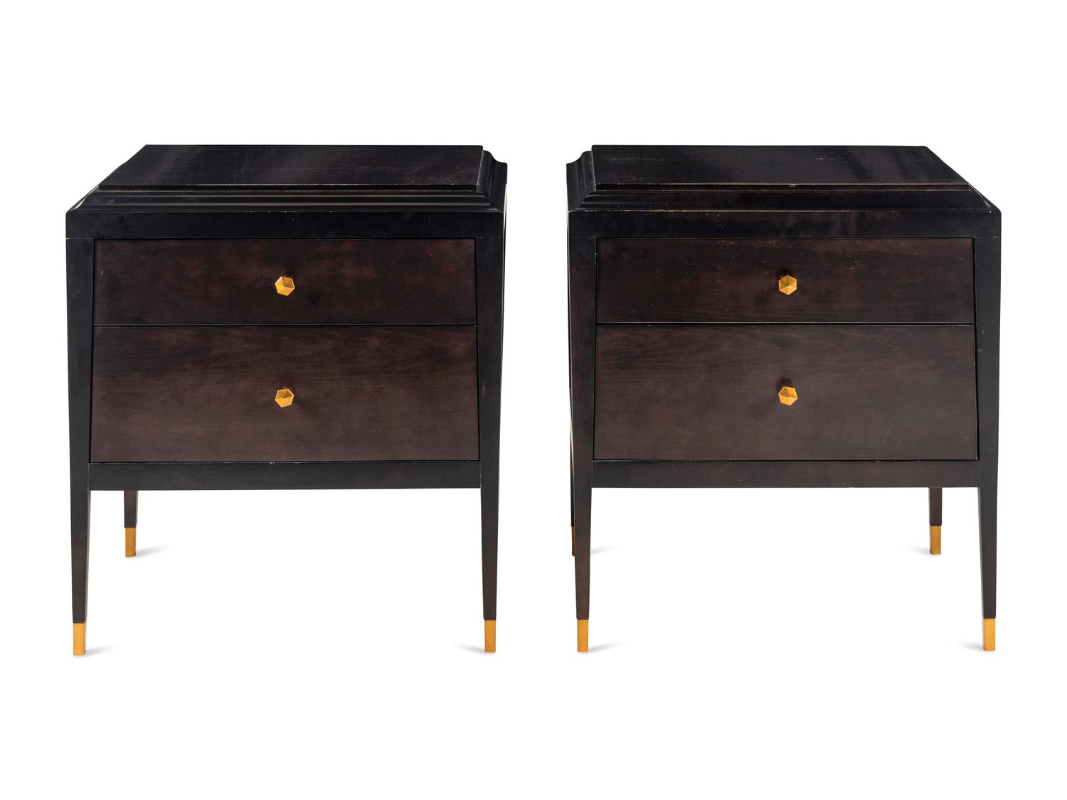 A Pair of Alexa Hampton for Hickory Chair Stained Walnut Side Tables