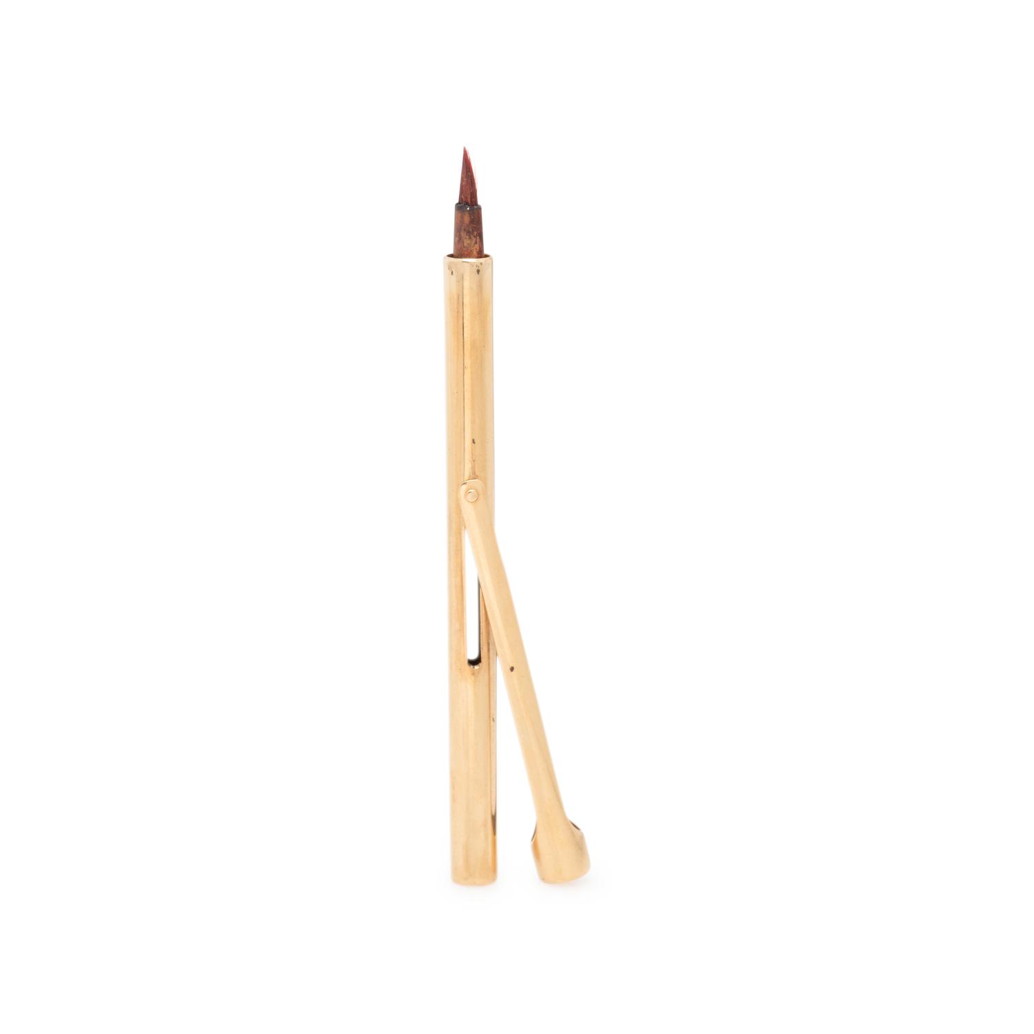 CARTIER, VINTAGE, YELLOW GOLD MAKEUP BRUSH
