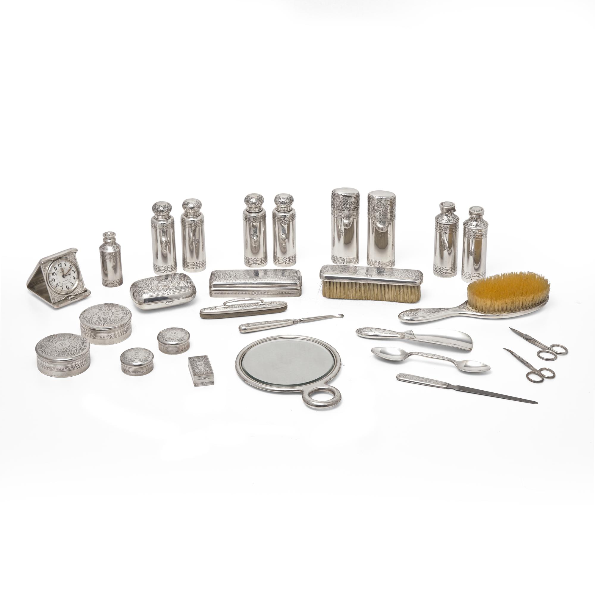 A Cased Sterling Silver Dressing Set from the Andy Warhol Collection