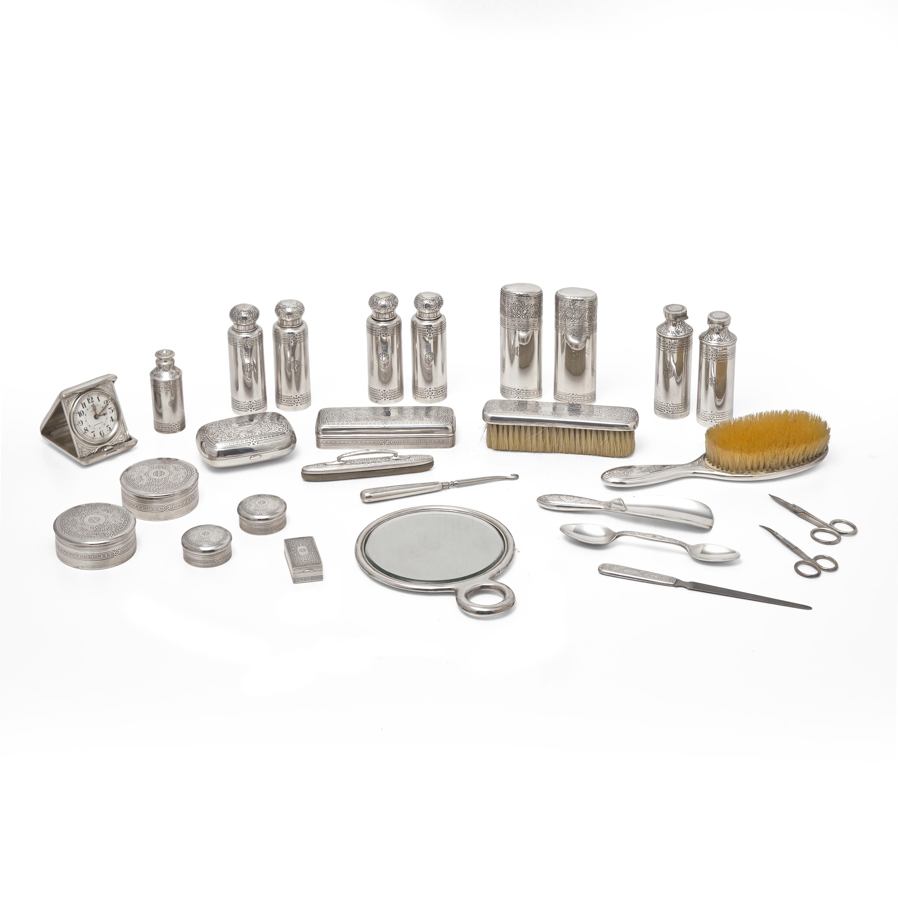 A Cased Sterling Silver Dressing Set from the Andy Warhol Collection
