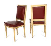 A Set of Six Louis XVI Style Cream Painted Side Chairs
