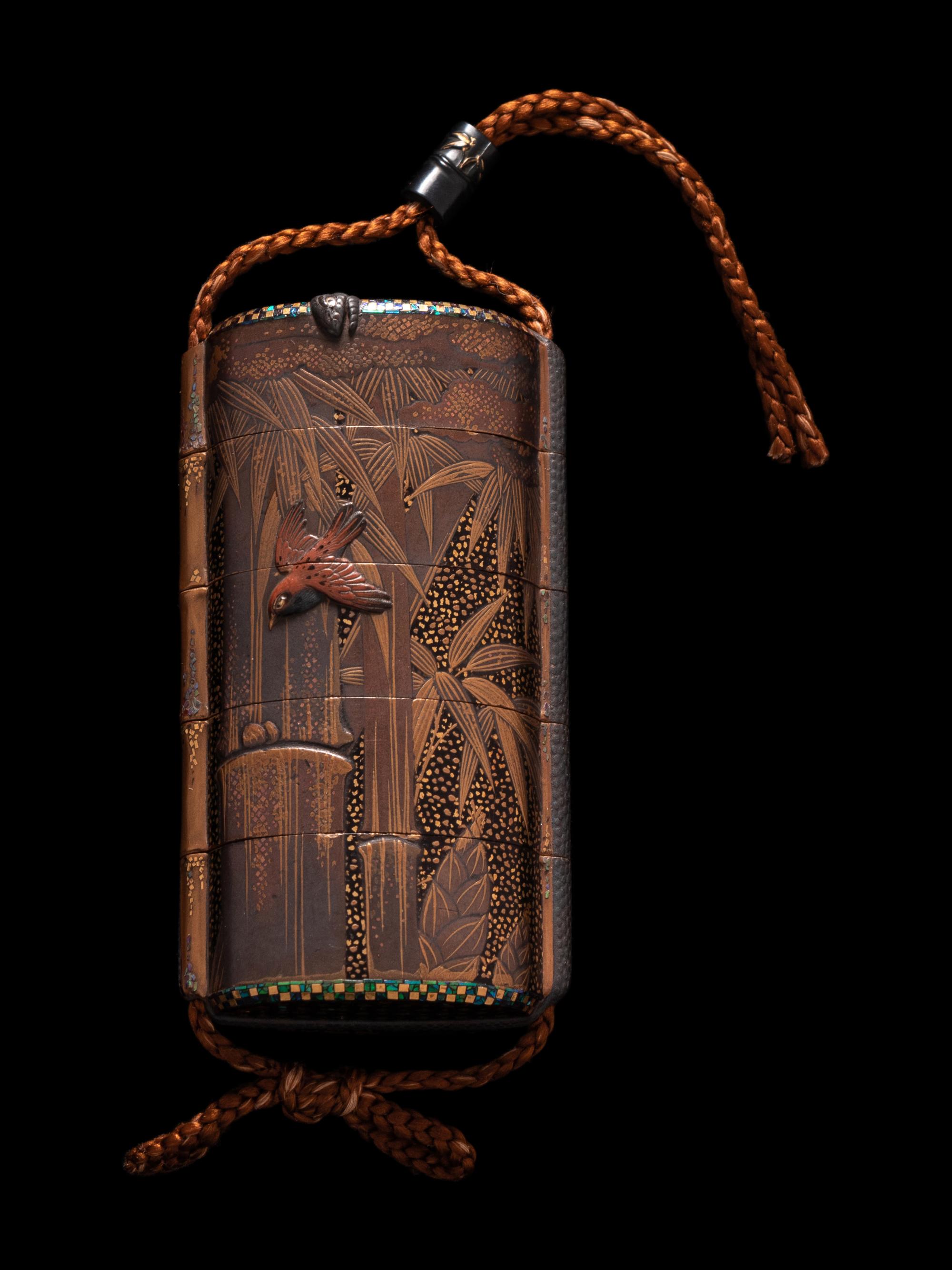 A Japanese Gold Lacquer Four-Case Inro