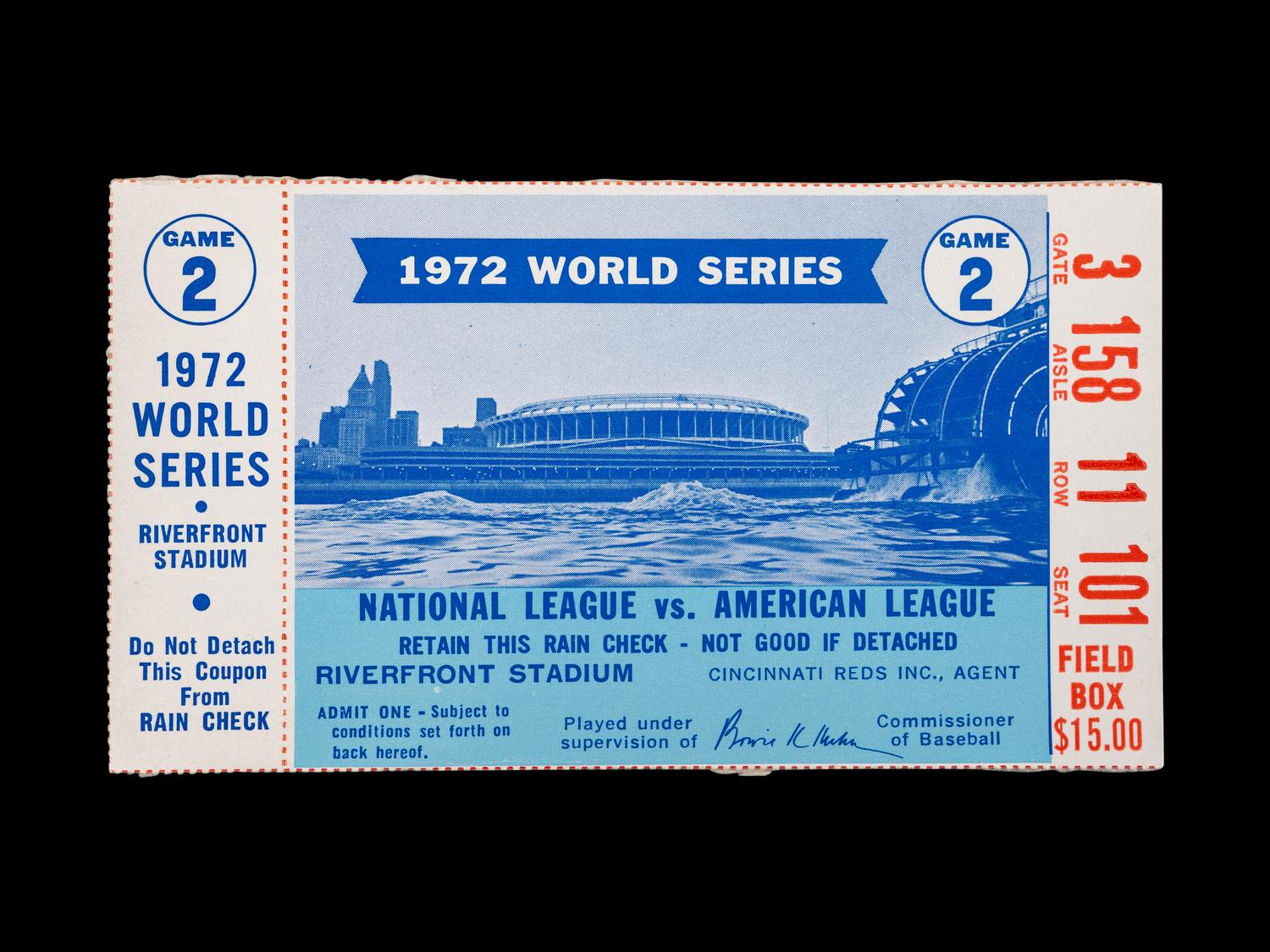 An October 15, 1972 World Series Game 2 Ticket Stub (Jackie Robinson's Final Public Appearance)