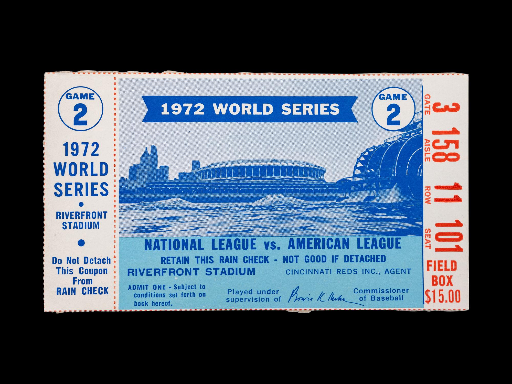 An October 15, 1972 World Series Game 2 Ticket Stub (Jackie Robinson's Final Public Appearance)