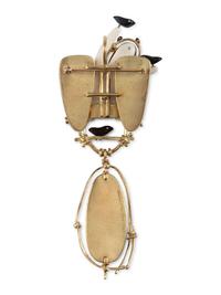 Aleutian-style Mixed Media Figural Pendant / Brooch, with 18K and 22K Gold