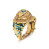 JACLYN, YELLOW GOLD AND ENAMEL RING