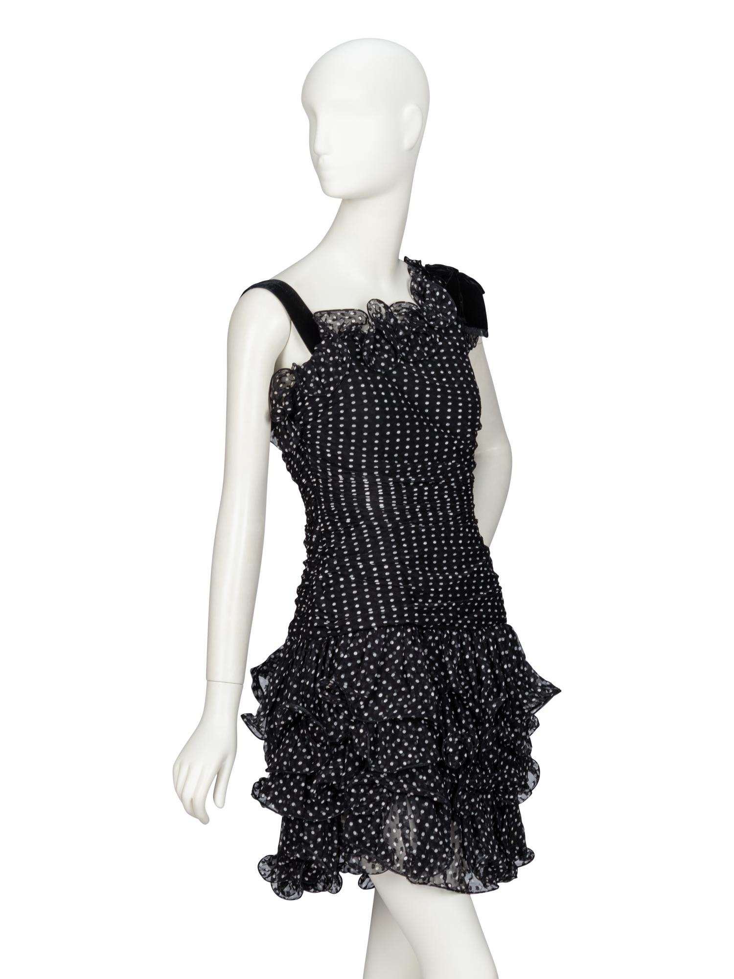 Oscar de la Renta, Polka Dot Cocktail Dress, 1980s Runway Sample
