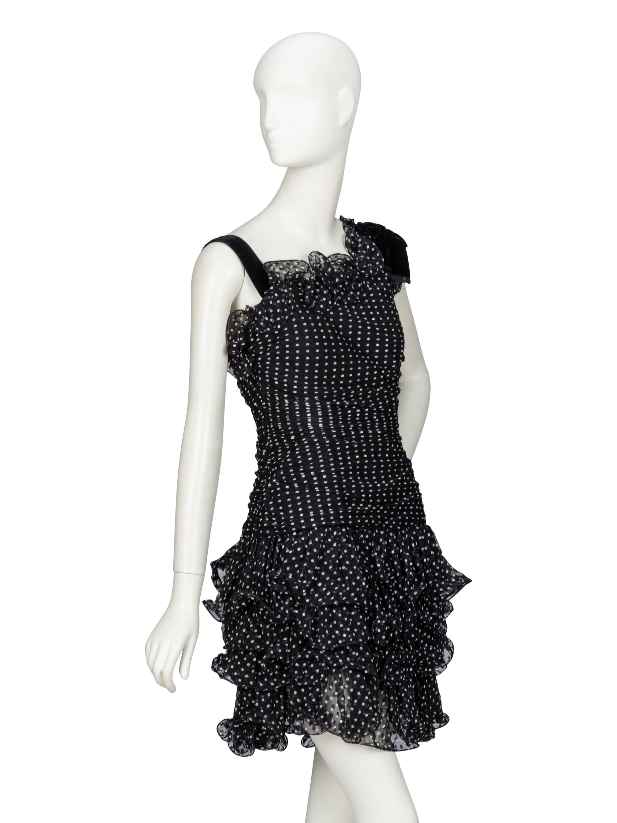 Oscar de la Renta, Polka Dot Cocktail Dress, 1980s Runway Sample