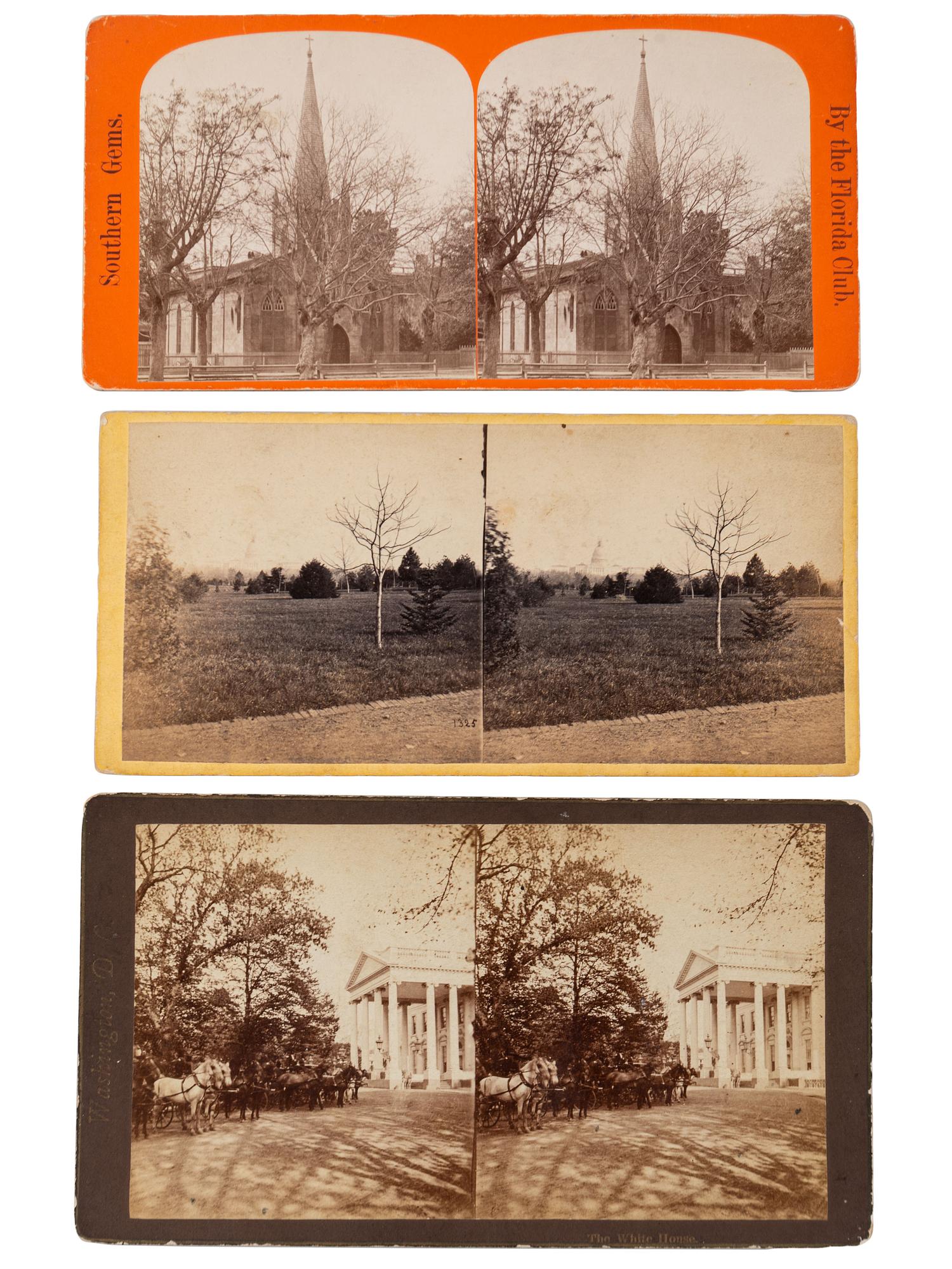 [EARLY PHOTOGRAPHY]. A group of approx. 95 stereoviews highlighted by images of US presidents, views in and around Washington, DC and Mount Vernon, and African American and female subjects.