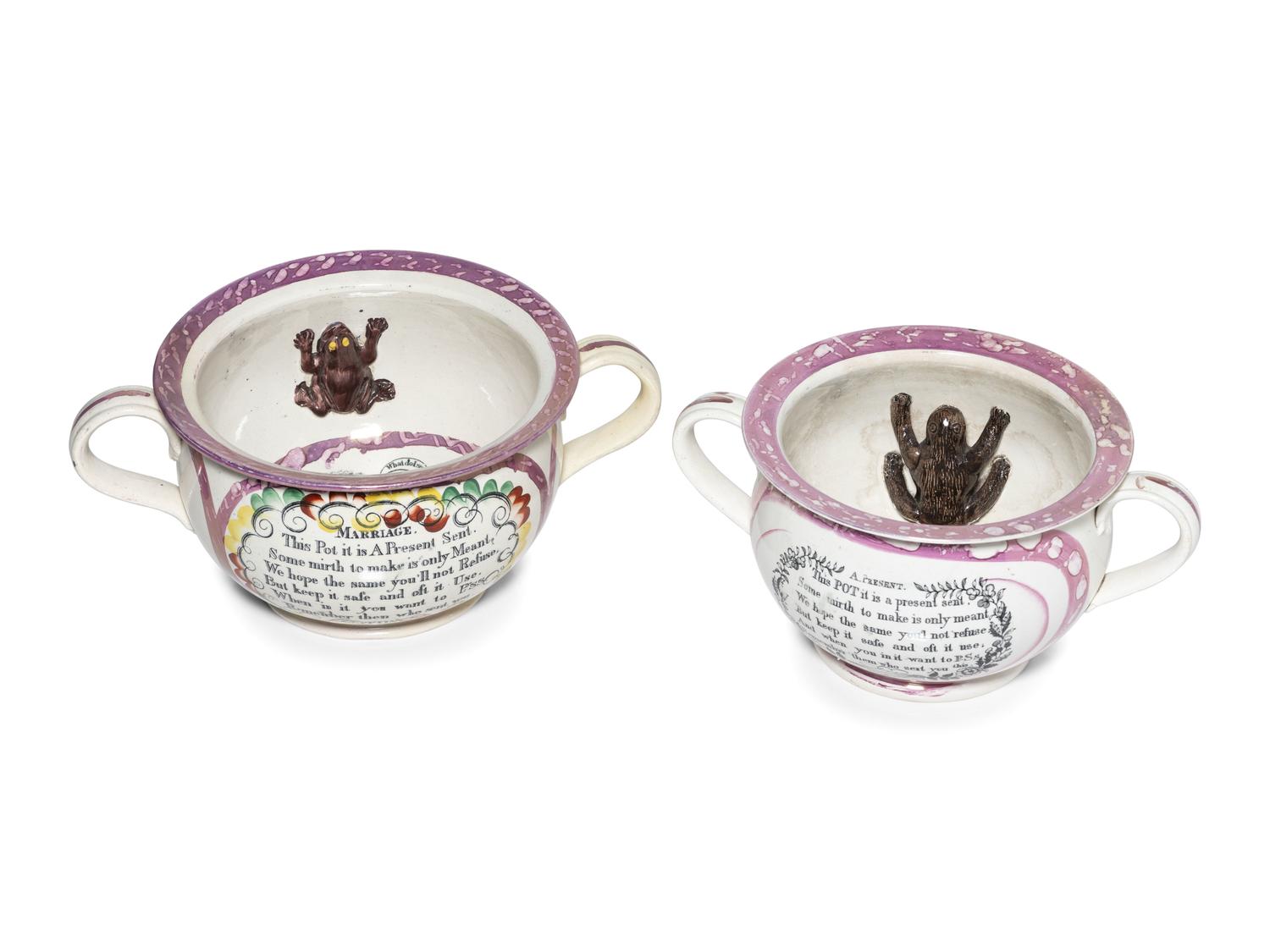 Two Sunderland Luster Chamber Pots