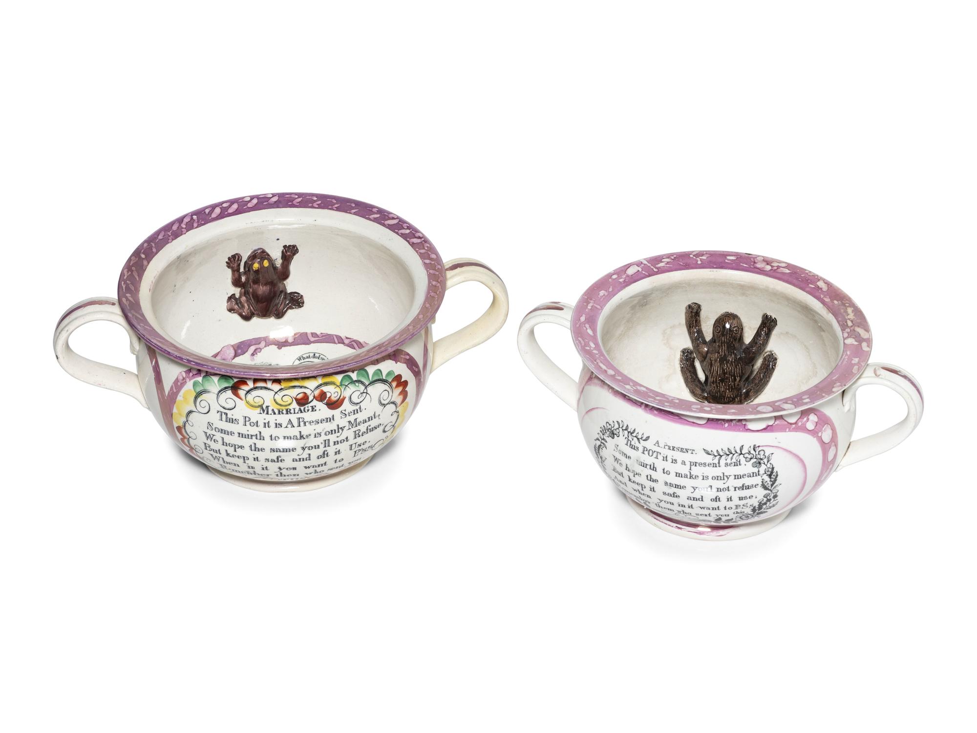 Two Sunderland Luster Chamber Pots