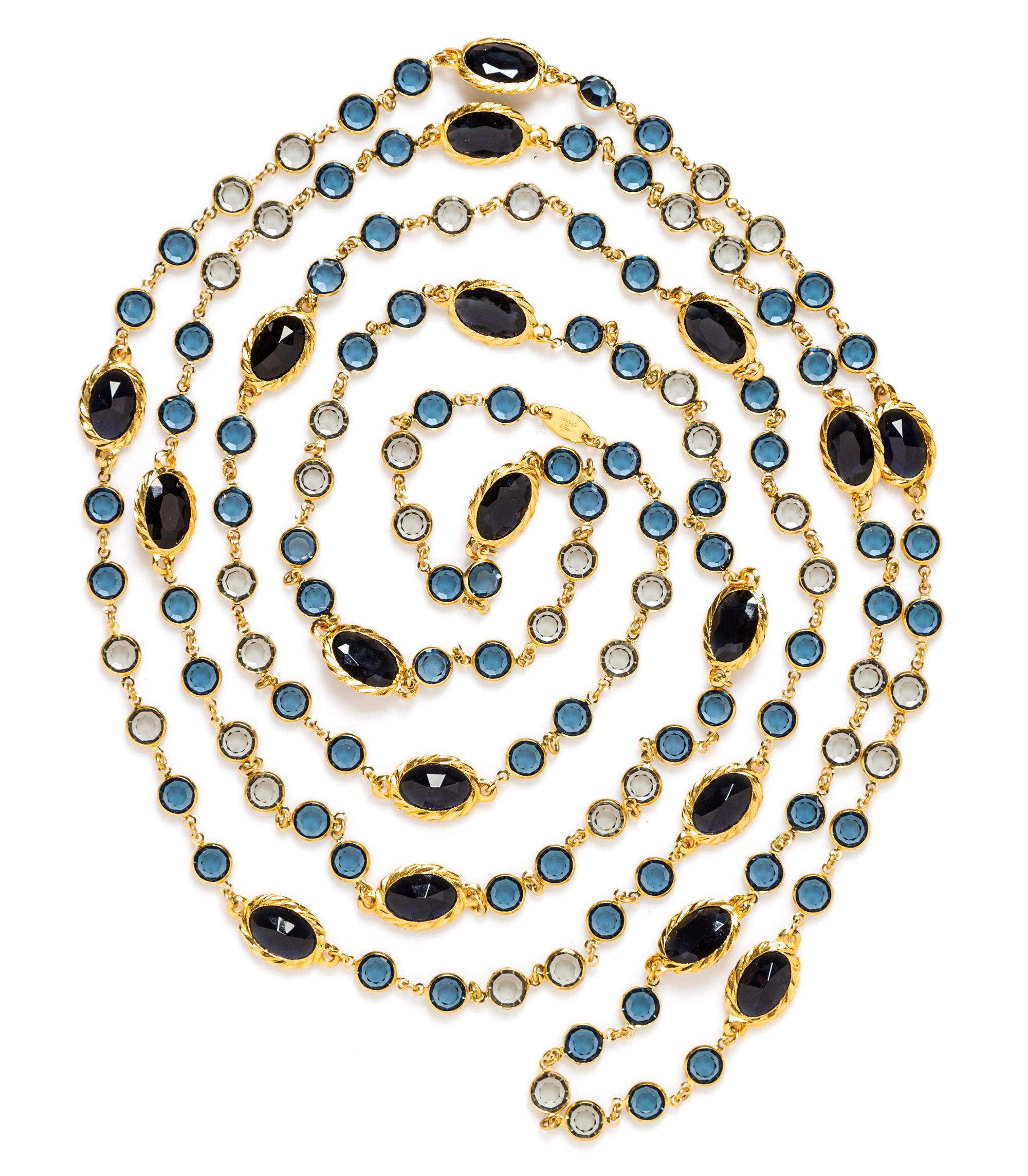 A Chanel Blue and Goldtone Sautoir, 90".
