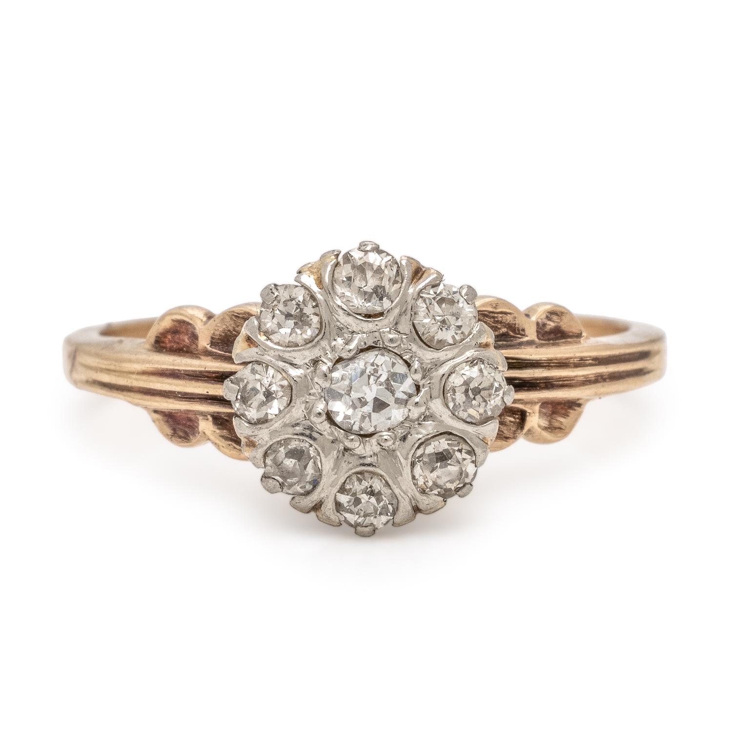 Diamond and Yellow Gold Cluster Ring