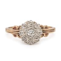 Diamond and Yellow Gold Cluster Ring
