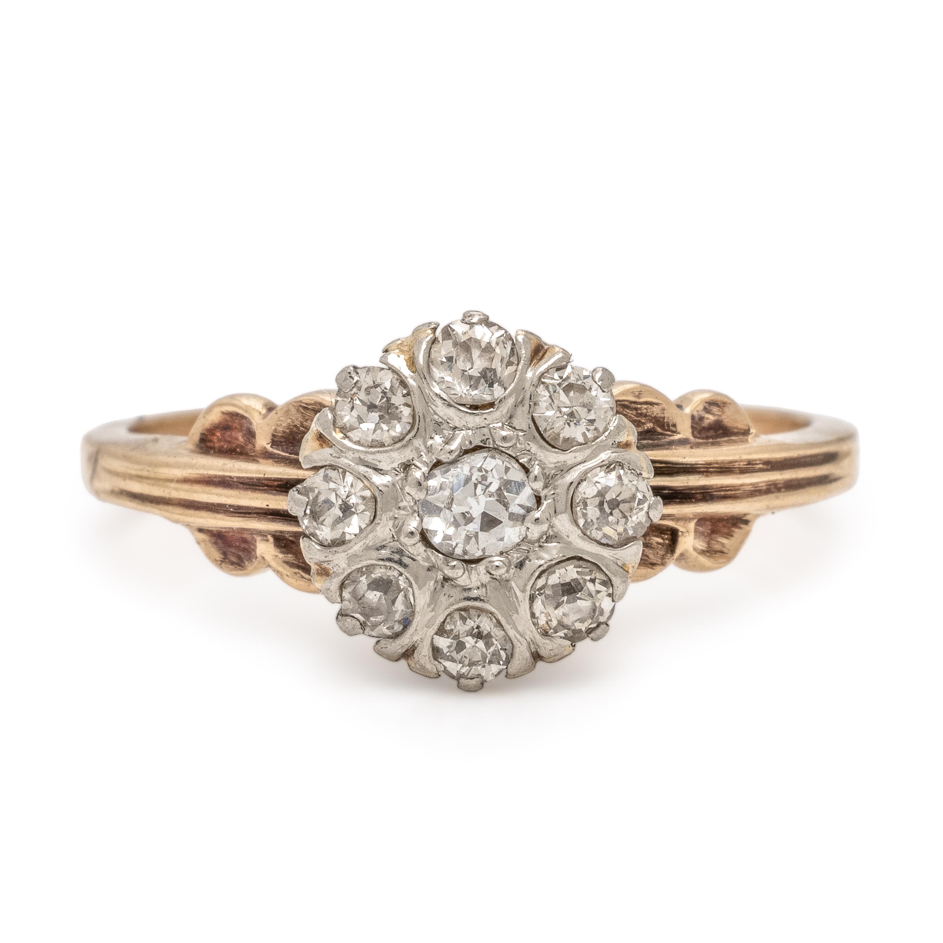 Diamond and Yellow Gold Cluster Ring