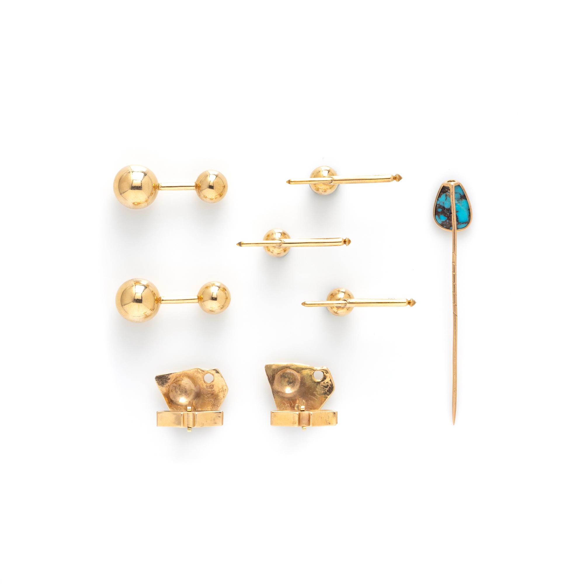 COLLECTION OF YELLOW GOLD MEN'S JEWELRY