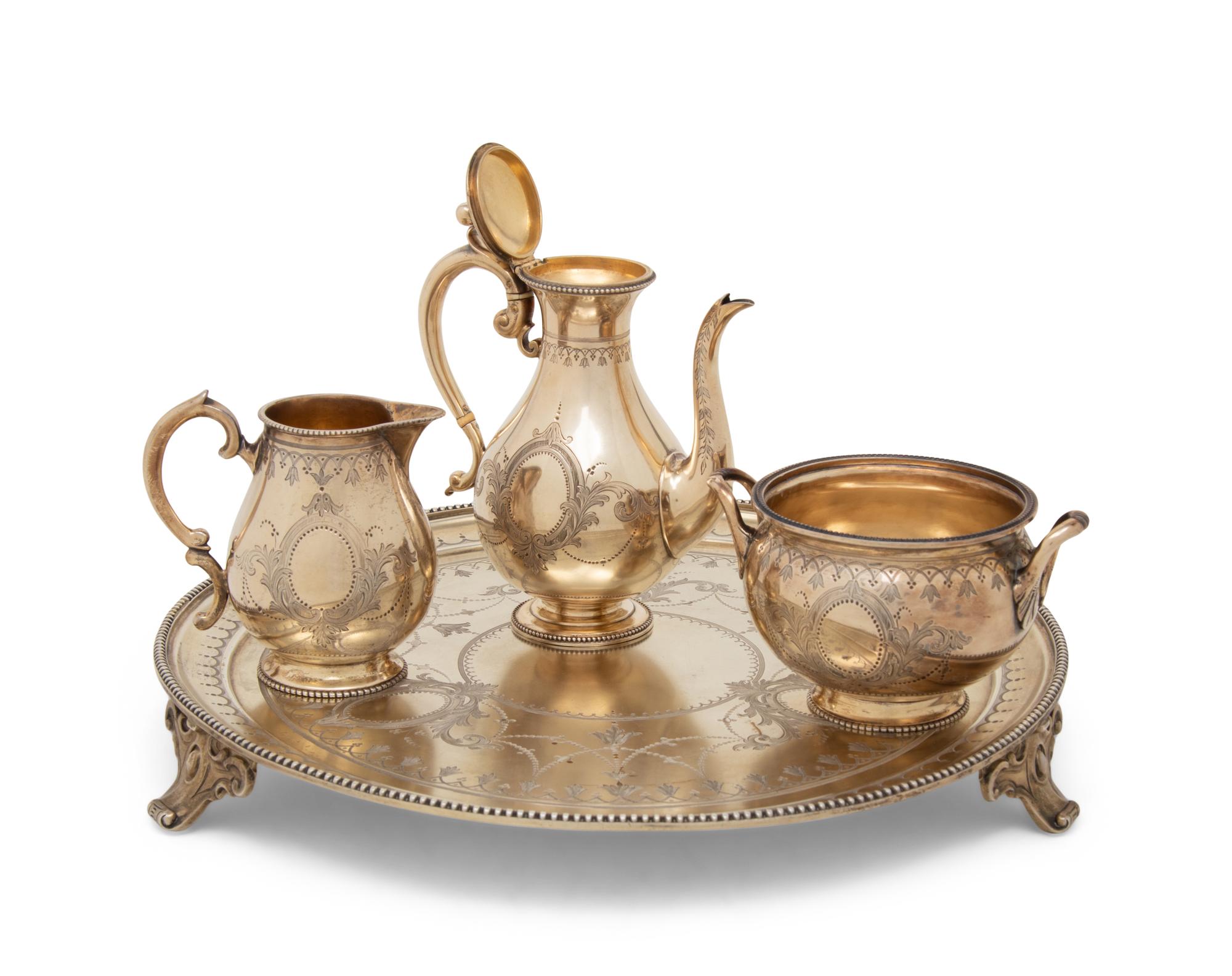 A Victorian Silver-Gilt Coffee Service