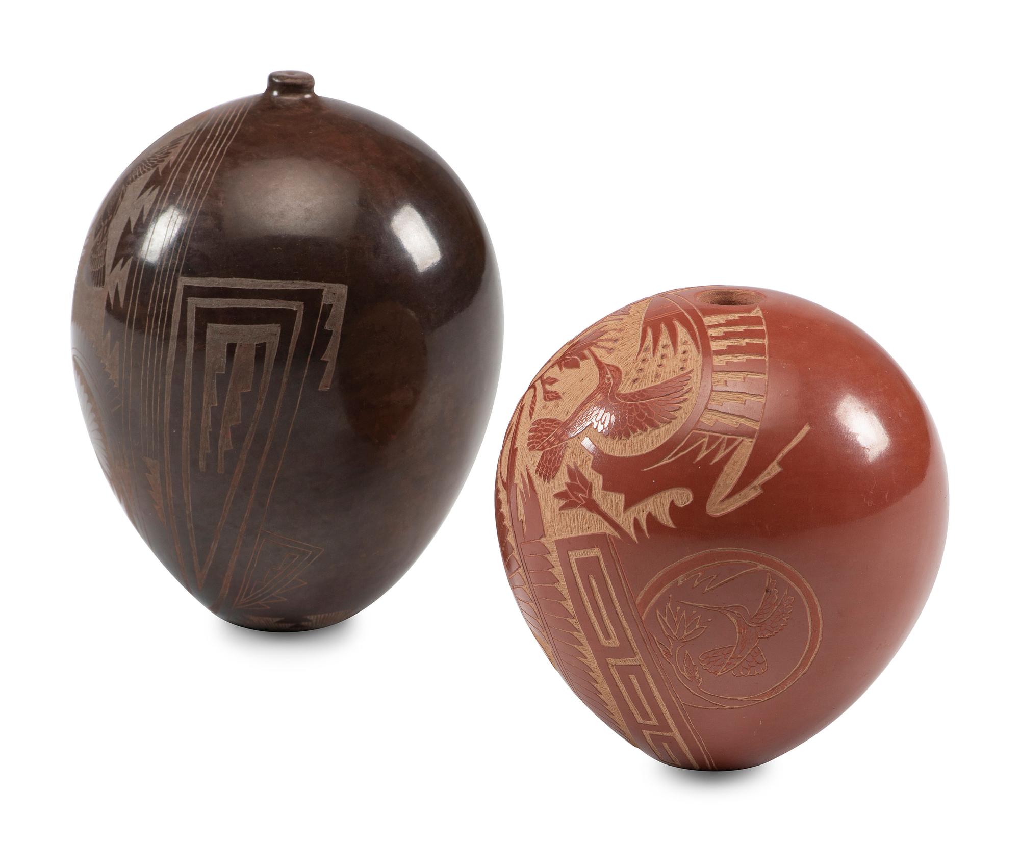 Sgraffito Pottery Seed Jars