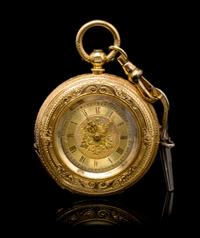 An 18 Karat Yellow Gold Key Wound Open Face Pocket Watch,