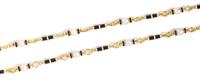 A Yellow Gold, Cultured South Sea Pearl, Diamond and Onyx Longchain Necklace, 131.00 dwts.