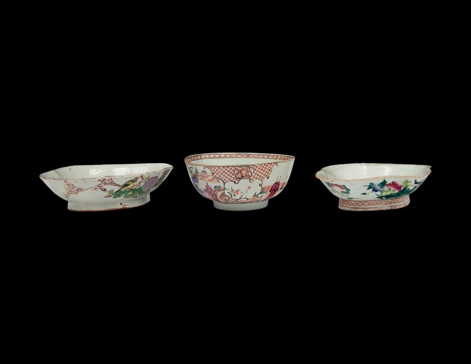 Three Chinese Famille Rose Porcelain Bowls