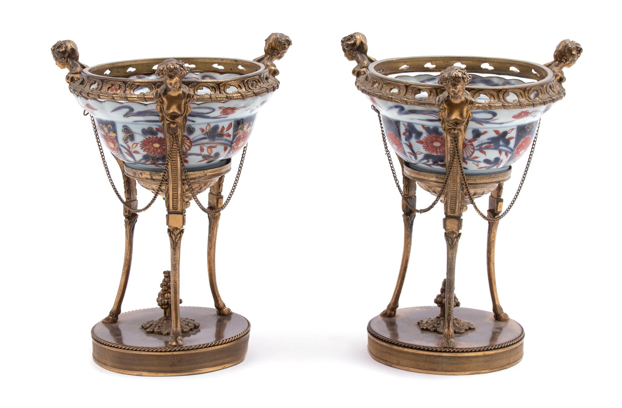 A Pair of French Gilt-Bronze-Mounted Chinese Imari Porcelain Coupes