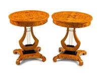 A Pair of Charles X Style Oval Tables en Chiffoniere