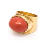 An 18 Karat Yellow Gold and Coral Ring, Boris LeBeau,
