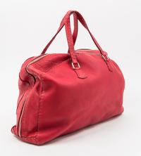 A Fendi Red Leather Selleria Tote Bag, 18" x 12" x 4"; Handle drop: 6".