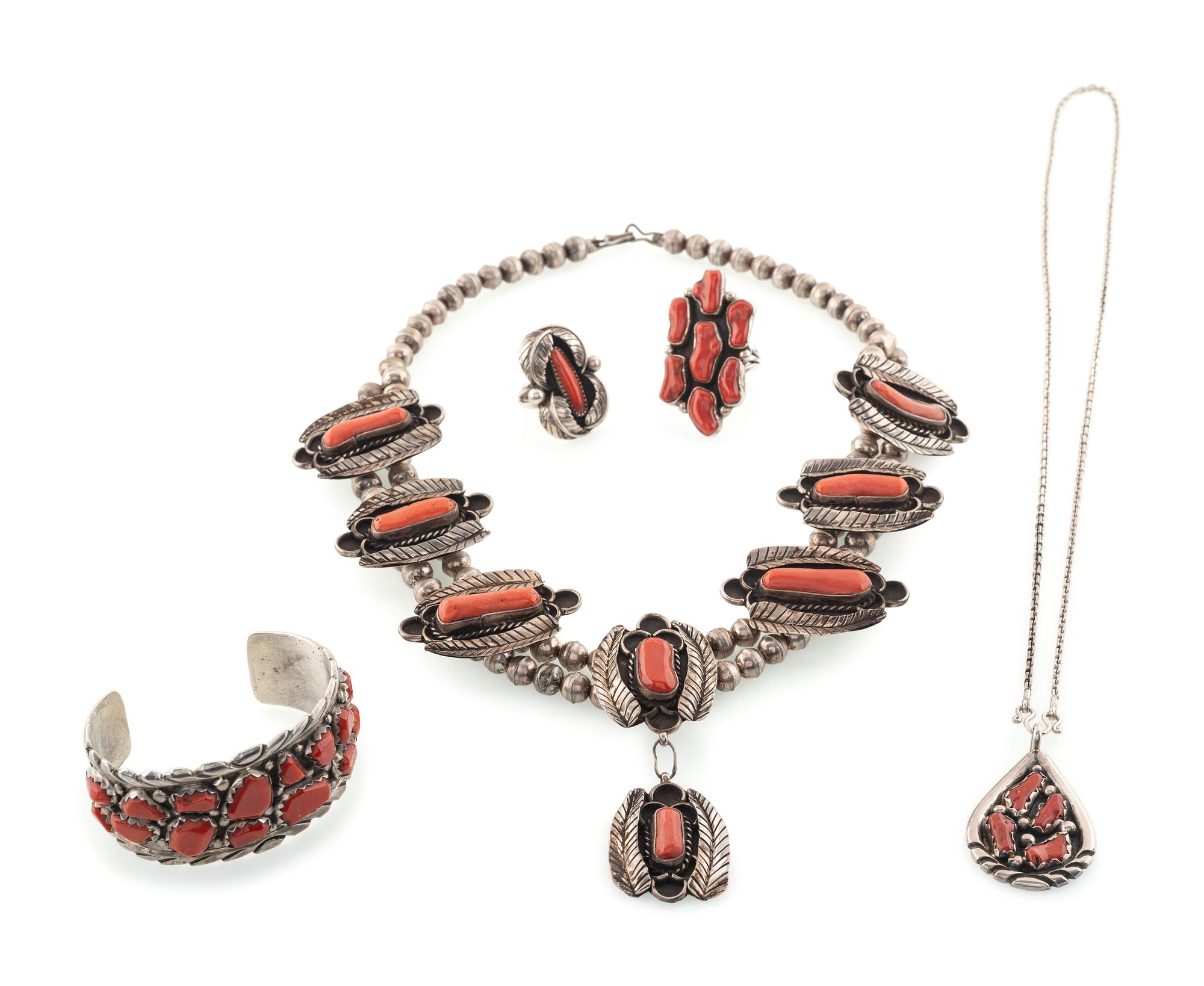 Navajo Silver and Coral Jewelry