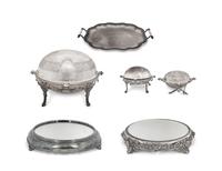 A Group of English Five Silver-Plate Serving Pieces