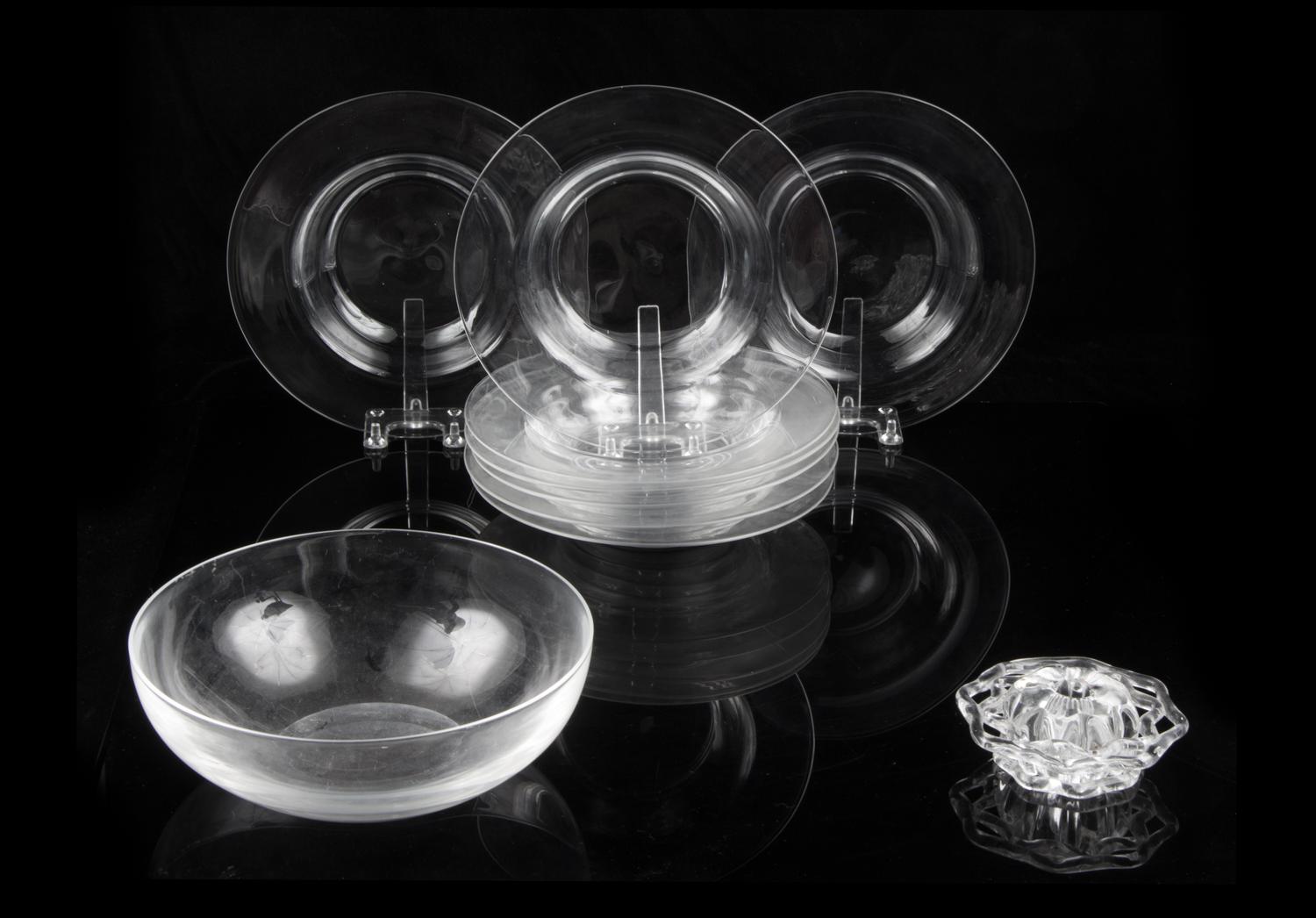 Eight Steuben Glass Bowls Diameter 8 7/8 inches.