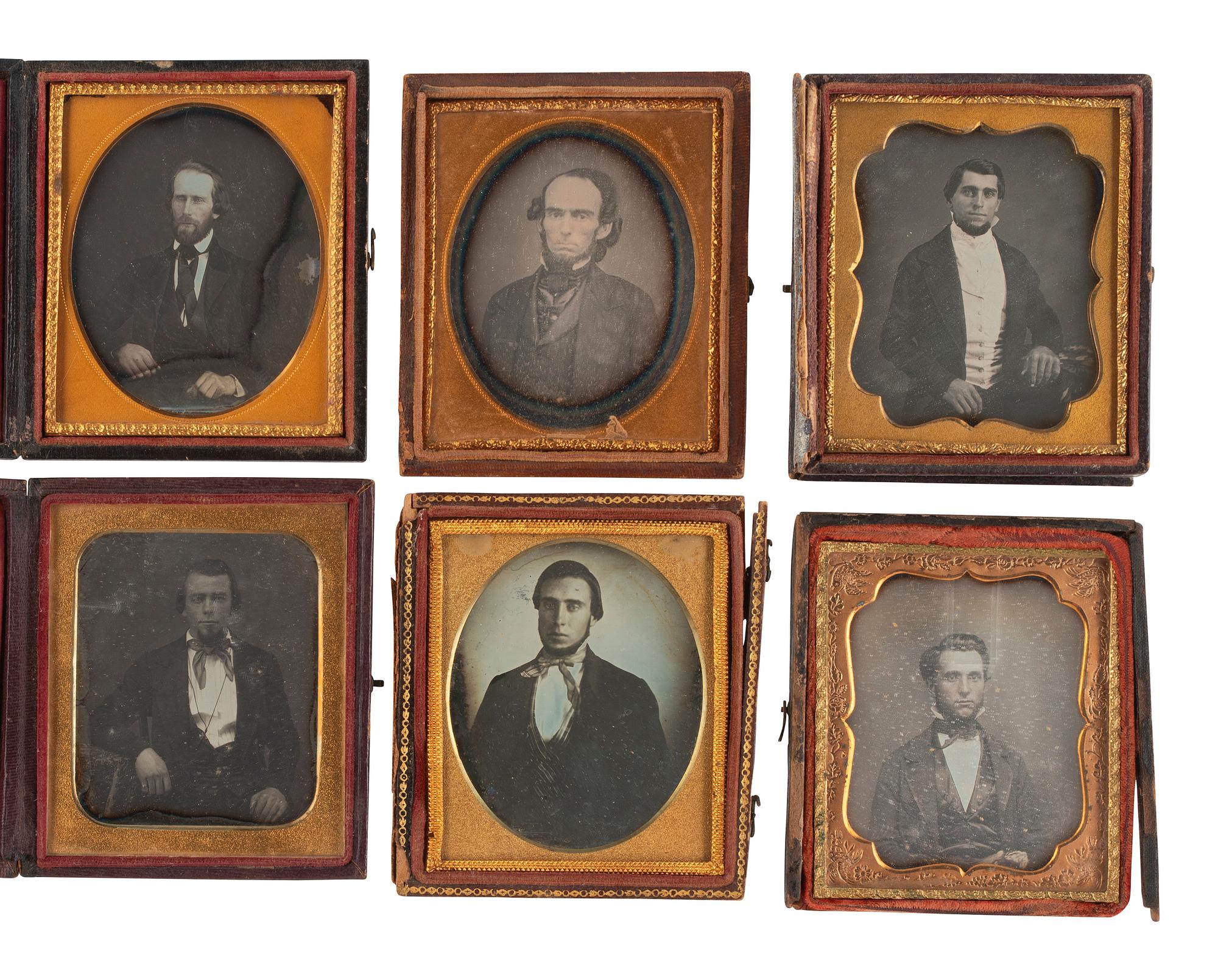 [EARLY PHOTOGRAPHY]. 32 sixth plate daguerreotypes of men with beards, incl. example by BOGARDUS.