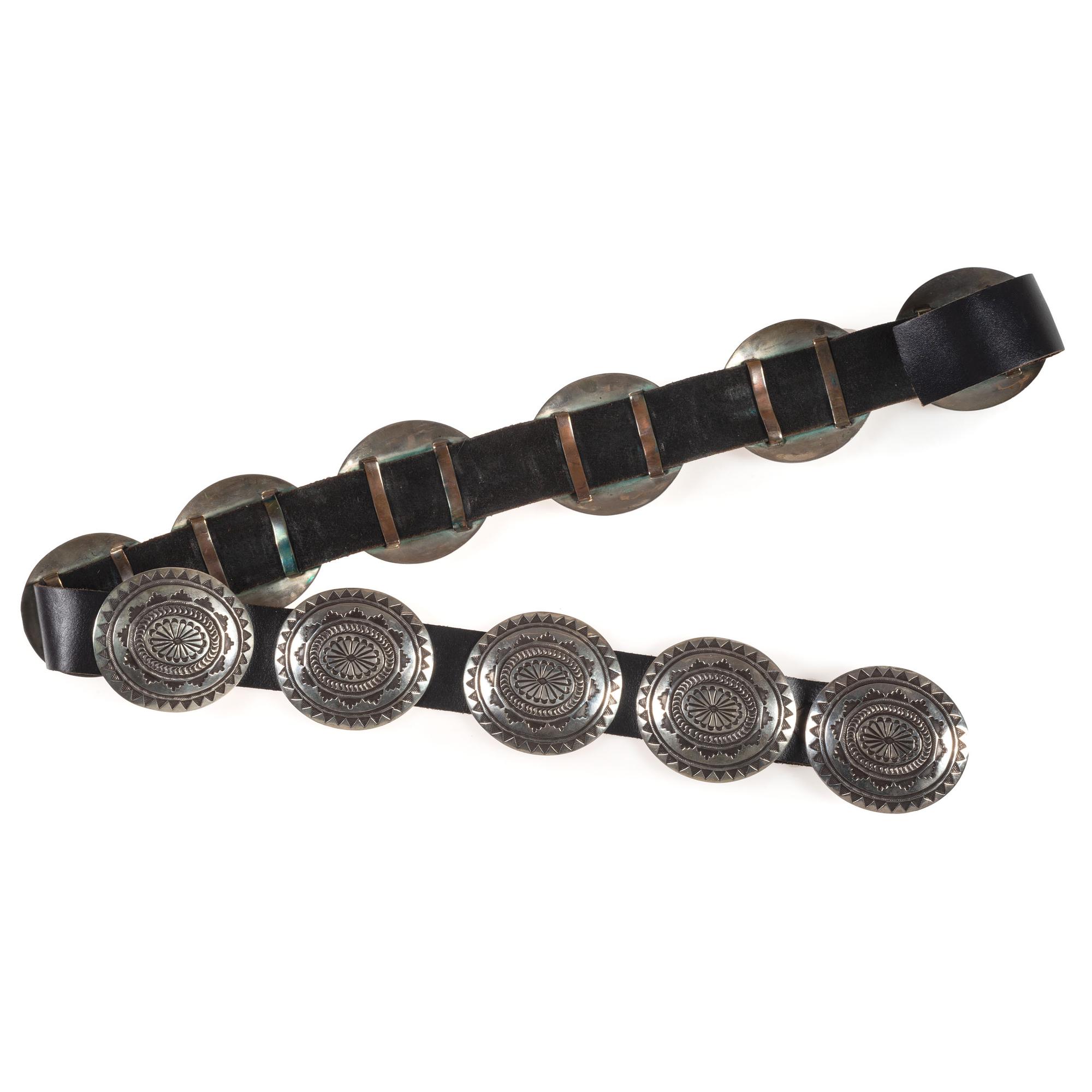 Navajo Sterling Silver Stamped Concha Belt