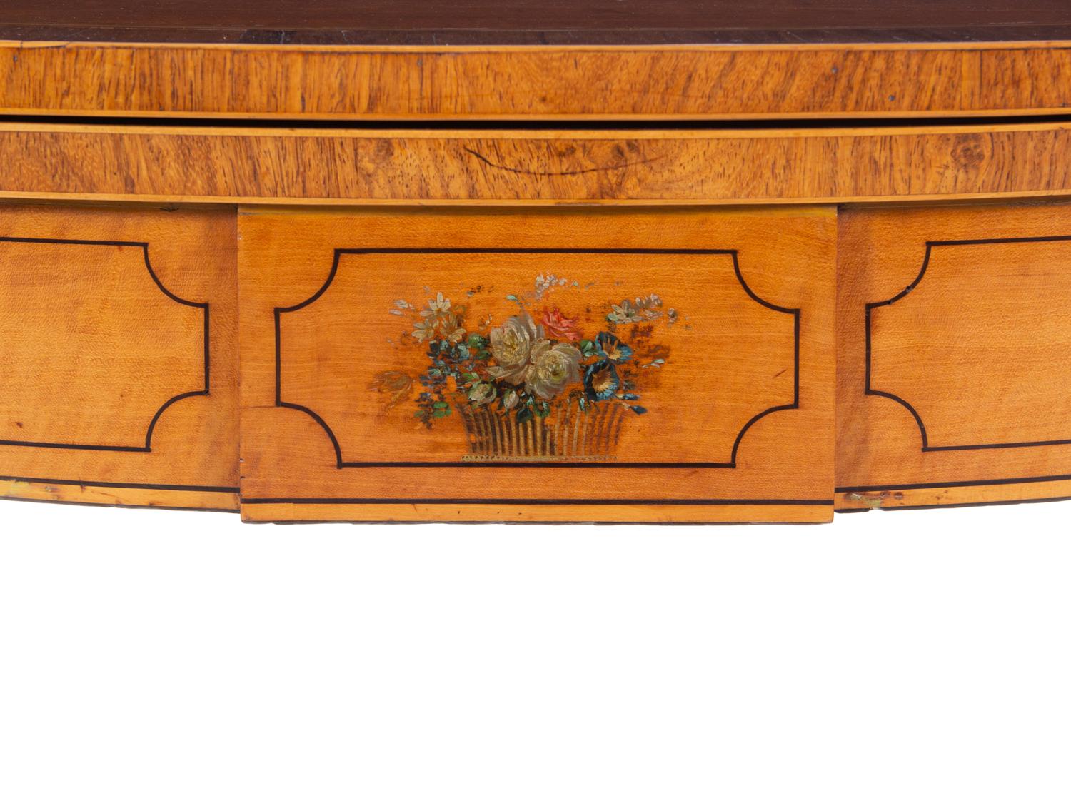 A Regency Painted and Inlaid Satinwood Flip-Top Game Table