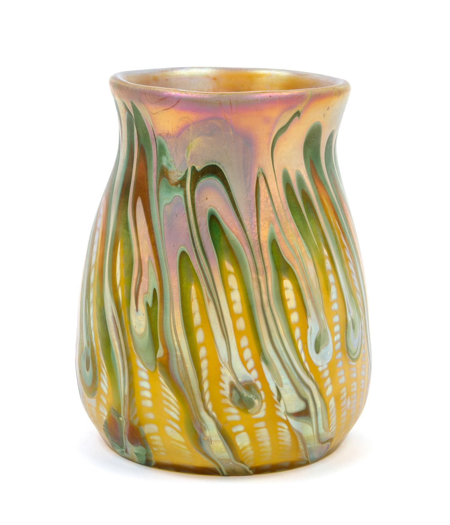 A Loetz Phänomen Genre Glass Vase Height 6 3/4 inches.