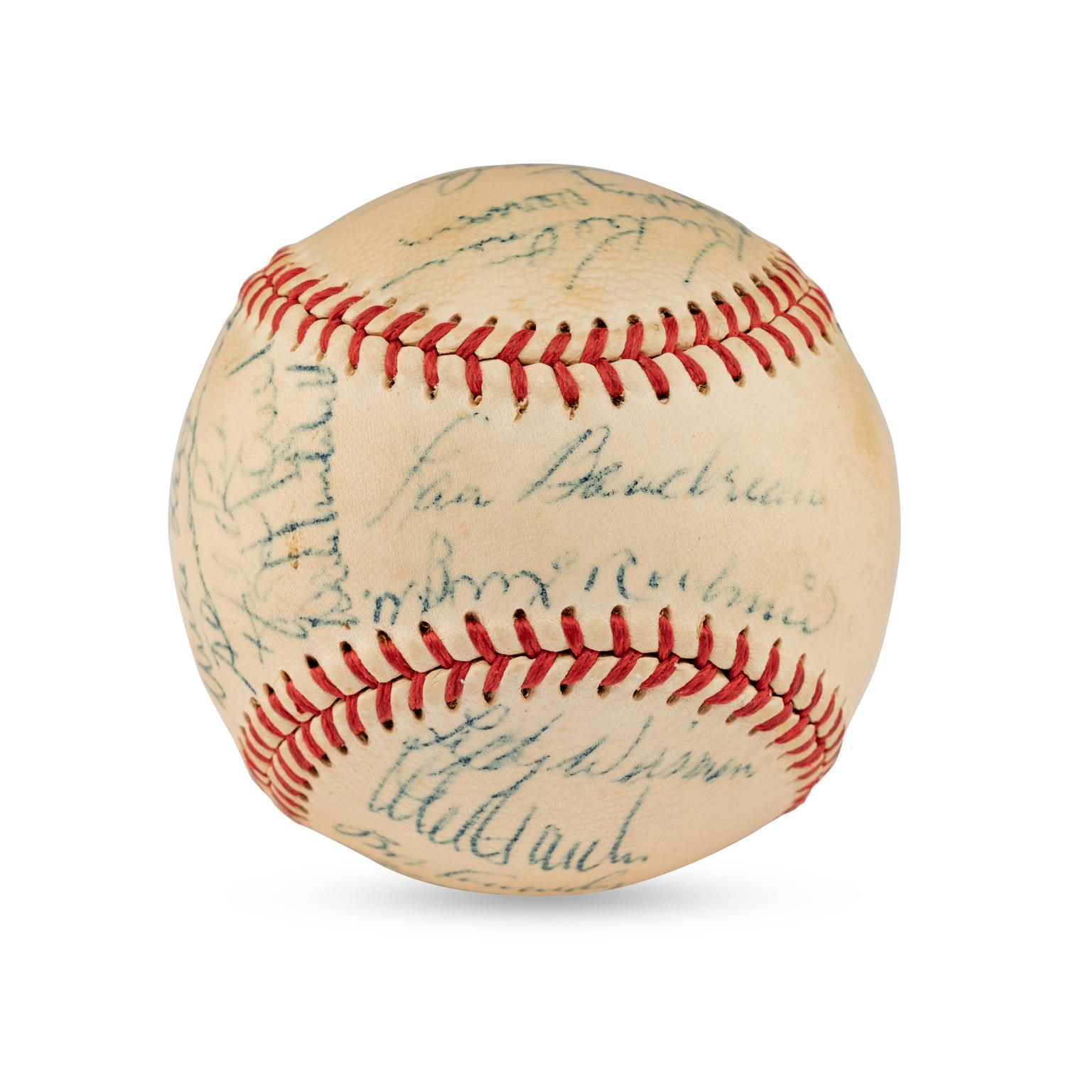 A 1949 Cleveland Indians Team Signed Autograph Baseball Featuring Multiple Hall of Famers (PSA Letter of Authenticity),