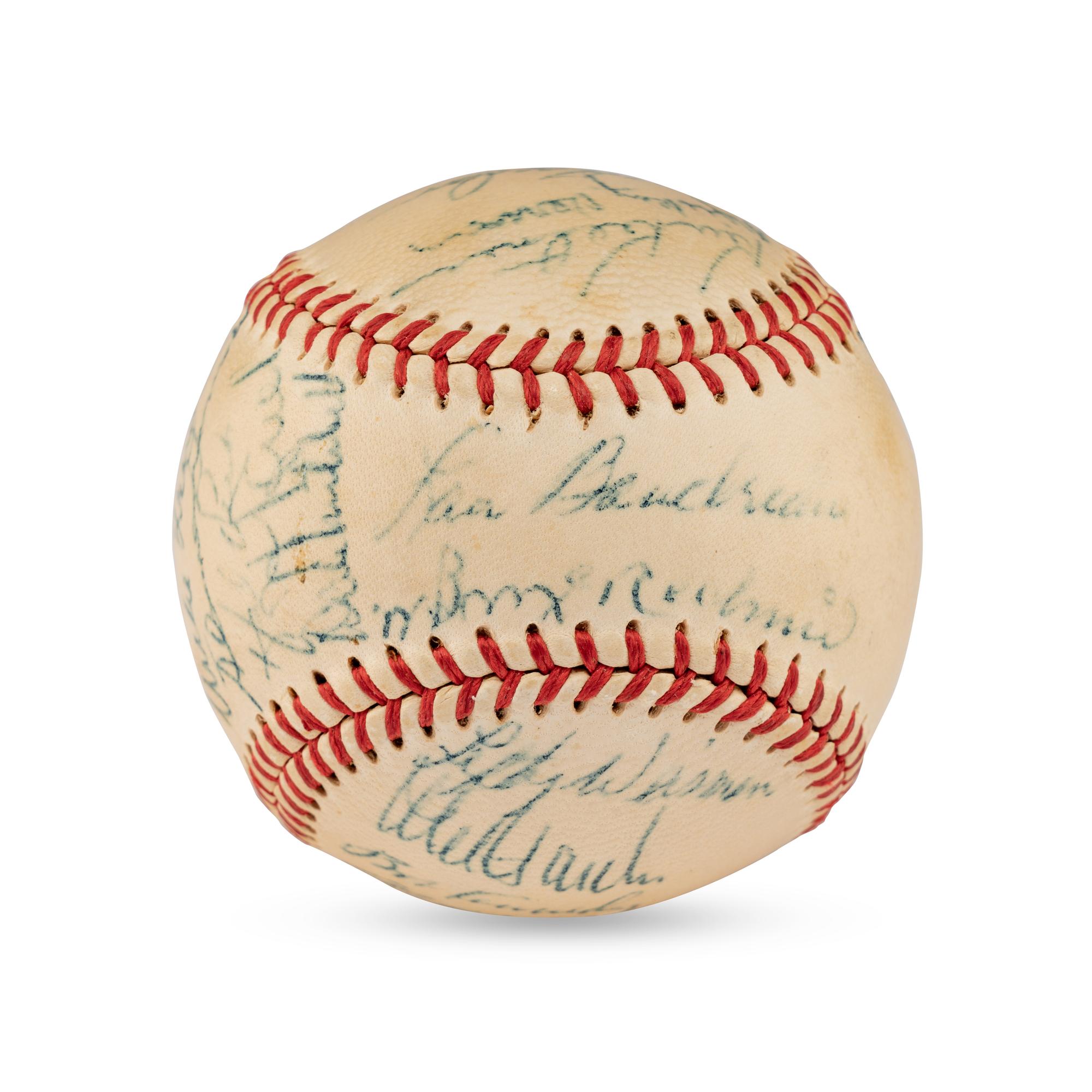 A 1949 Cleveland Indians Team Signed Autograph Baseball Featuring Multiple Hall of Famers (PSA Letter of Authenticity),