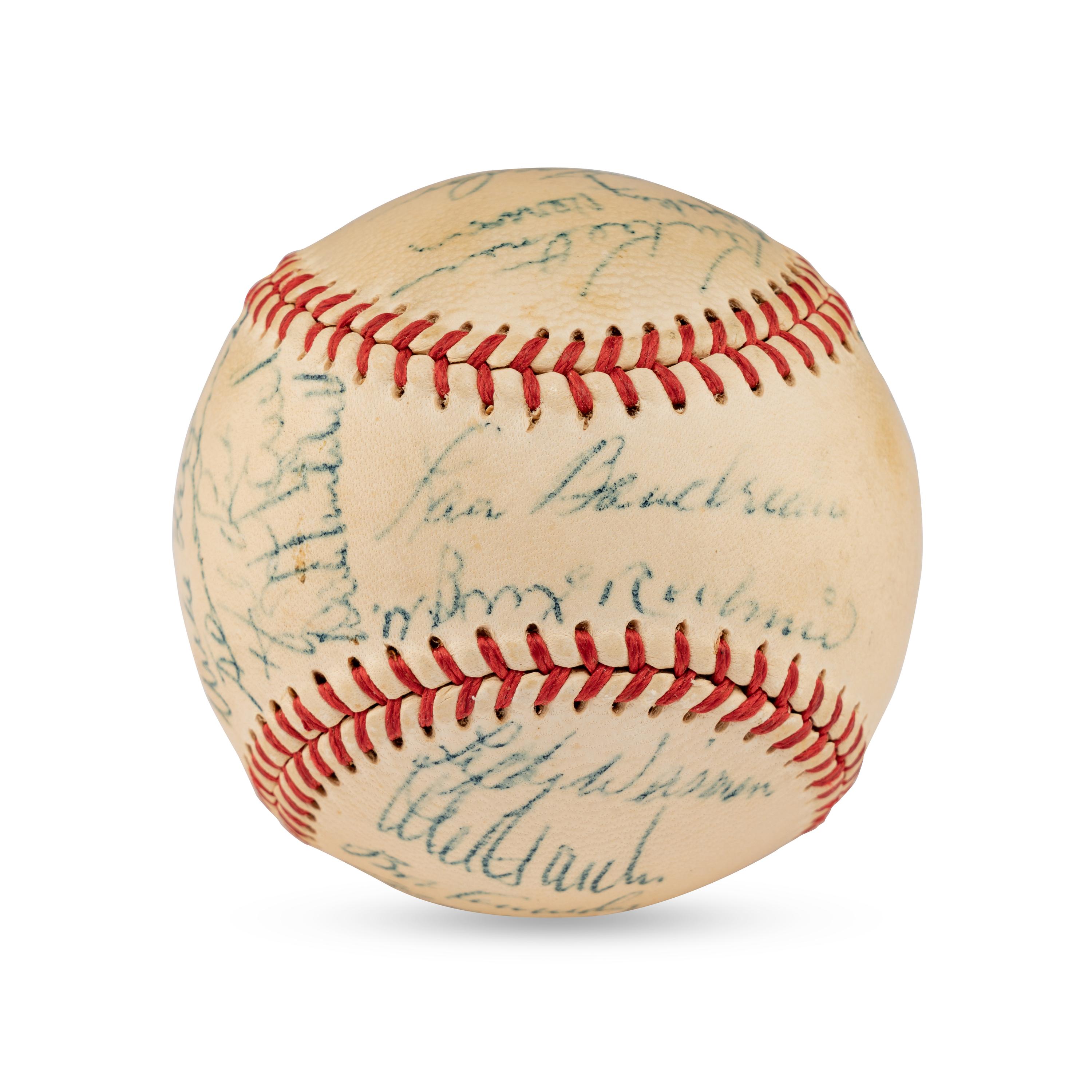 A 1949 Cleveland Indians Team Signed Autograph Baseball Featuring Multiple Hall of Famers (PSA Letter of Authenticity),