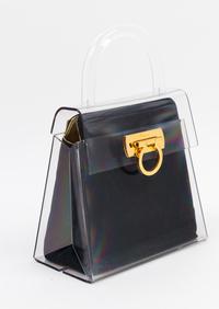 A Salvatore Ferragamo Lucite Top Handle Handbag, 7.75" x 7.75" x 4"; Handle drop: 3".