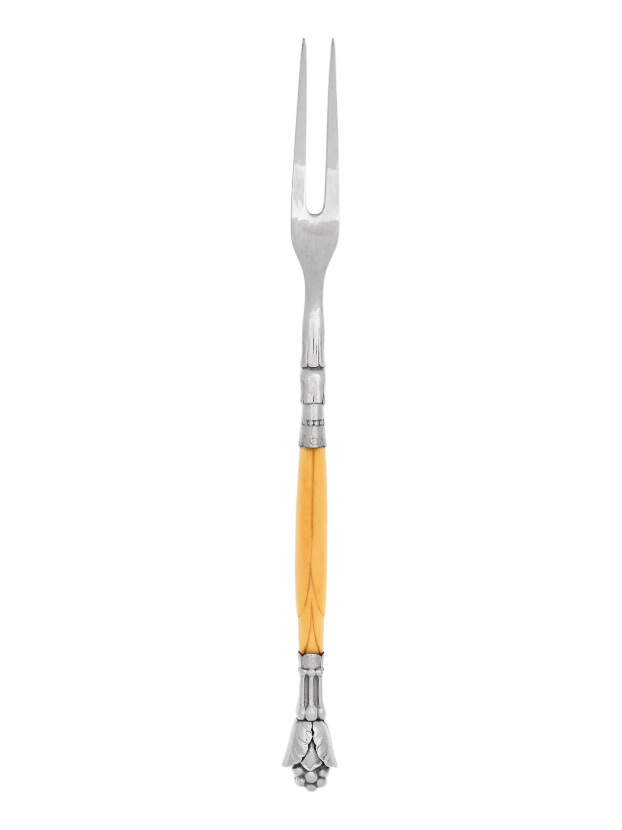 A Georg Jensen Silver Cold Meat Fork